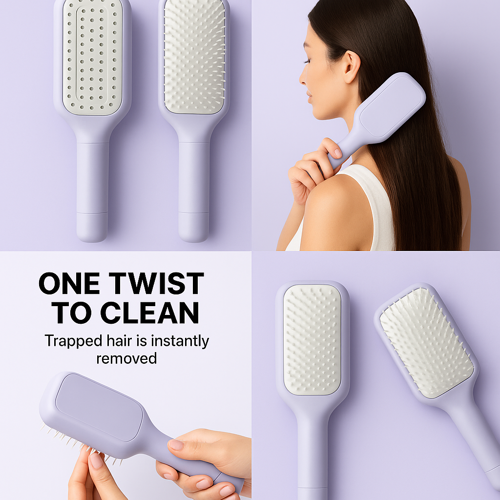 Self-Cleaning Hair Brush  One Twist to a Fresh, Tangle-Free Brush