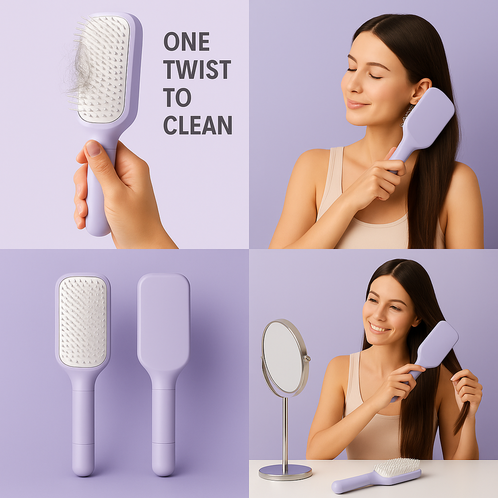 Self-Cleaning Hair Brush  One Twist to a Fresh, Tangle-Free Brush